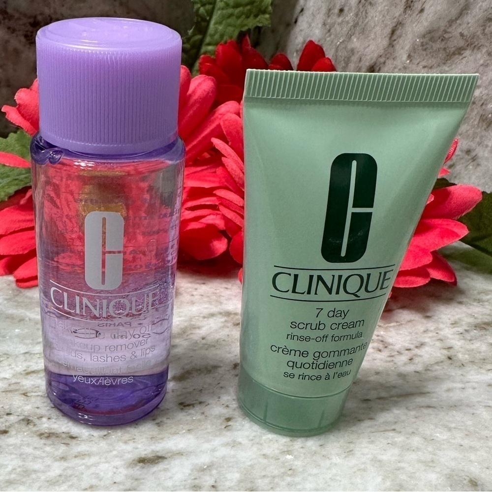 CLINIQUE NEW Travel Sizes Take the Day Off Makeup Remover, and 7 Day Scrub Cream